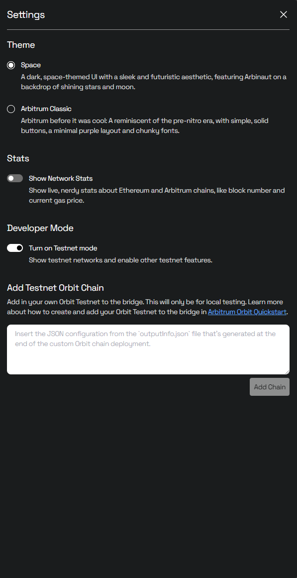 orbit chain panel